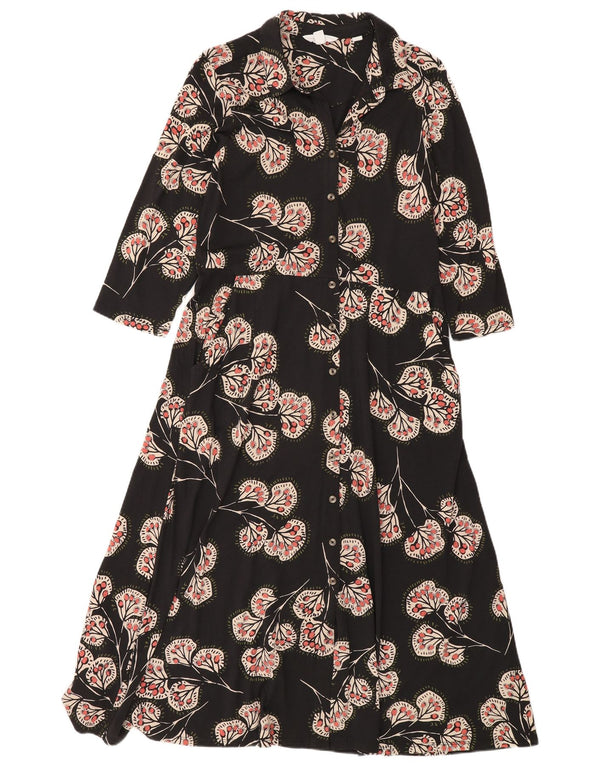 White Stuff Vestido camisero largo de manga 3/4 para mujer UK 40 Mediano Negro Floral