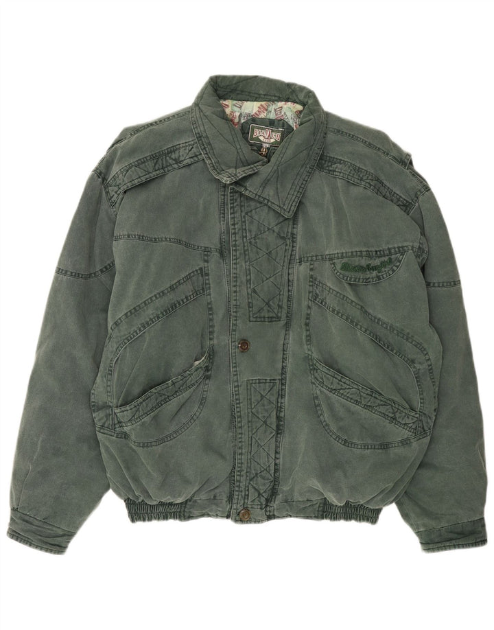 VINTAGE Chaqueta Bomber para Hombre Reino Unido 42 XL Verde
