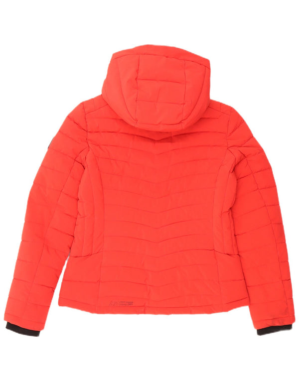 Superdry Chaqueta Acolchada Extragrande Con Capucha Para Mujer UK 10 Small Poliéster Rojo