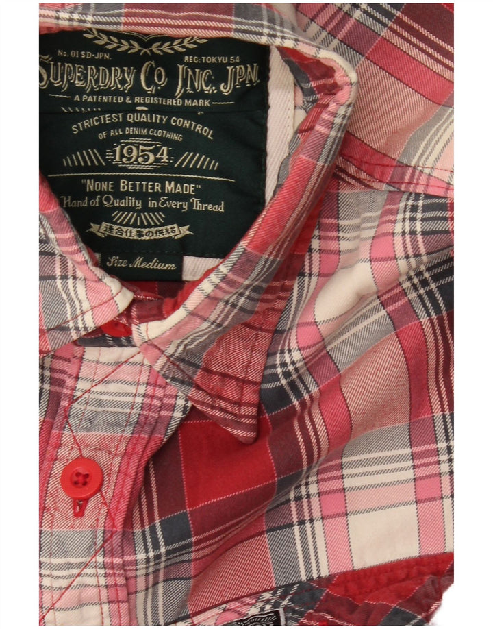 Camisa de franela SUPERDRY para hombre, cuadros rojos medianos