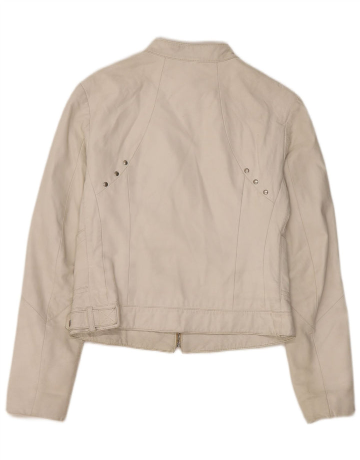 Conbipel Chaqueta Biker De Cuero Para Mujer IT 42 Medium Cuero Blanco
