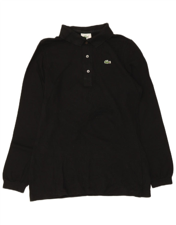 Polo Lacoste de manga larga para mujer talla 40 mediano algodón negro