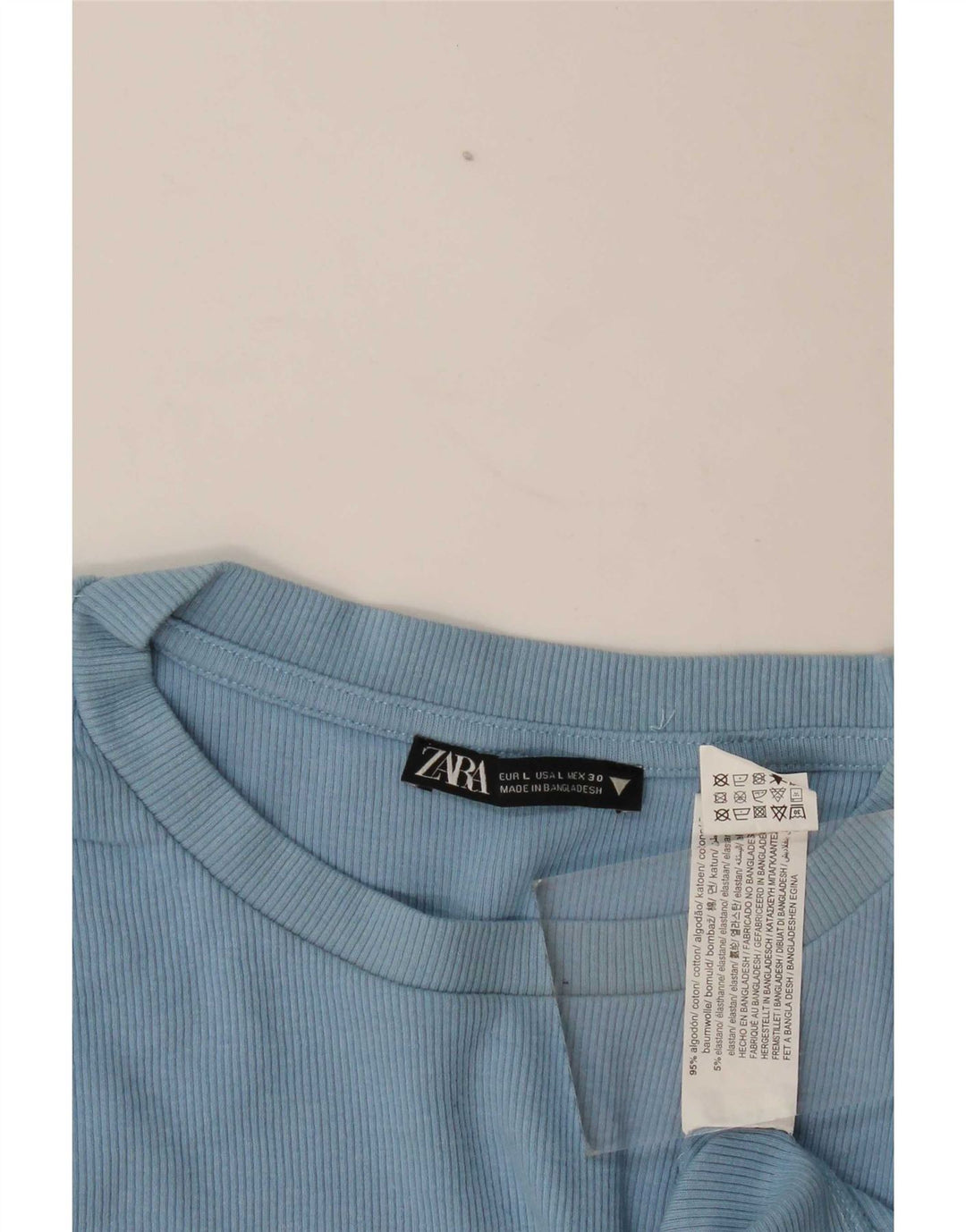 Zara Mujer Crop Blusa Top Reino Unido 44 Grande Algodón Azul