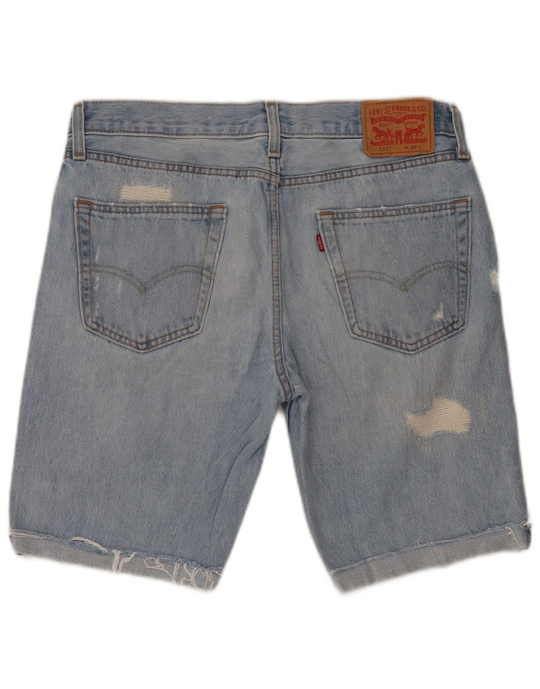 Levi's Mens 511 Slim Fit Pantalones cortos de mezclilla desgastados W33 Algodón azul medio