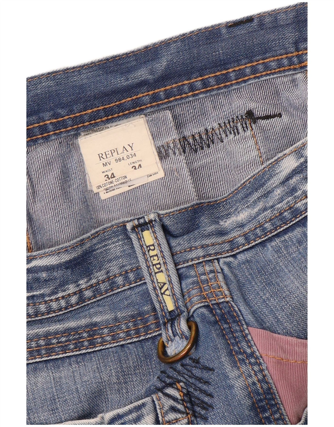Replay Vaqueros rectos para hombre W34 L34 Algodón azul