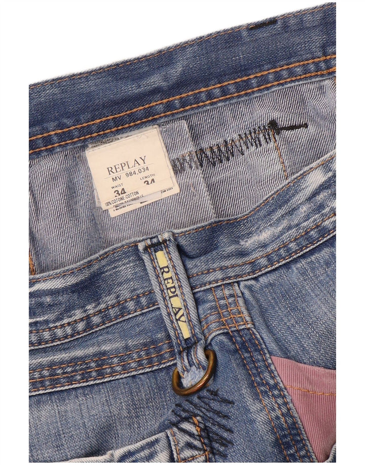 Replay Vaqueros rectos para hombre W34 L34 Algodón azul