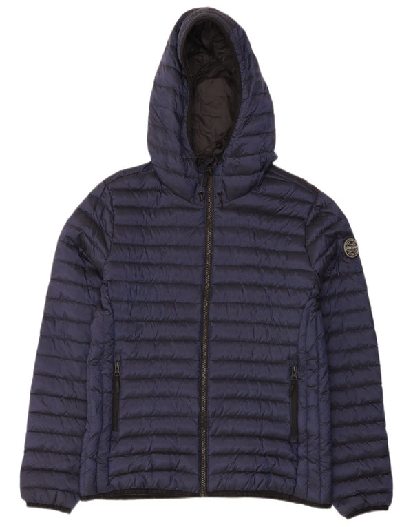 Superdry Chaqueta Acolchada Con Capucha Para Mujer UK 46 Large Nylon Azul Marino