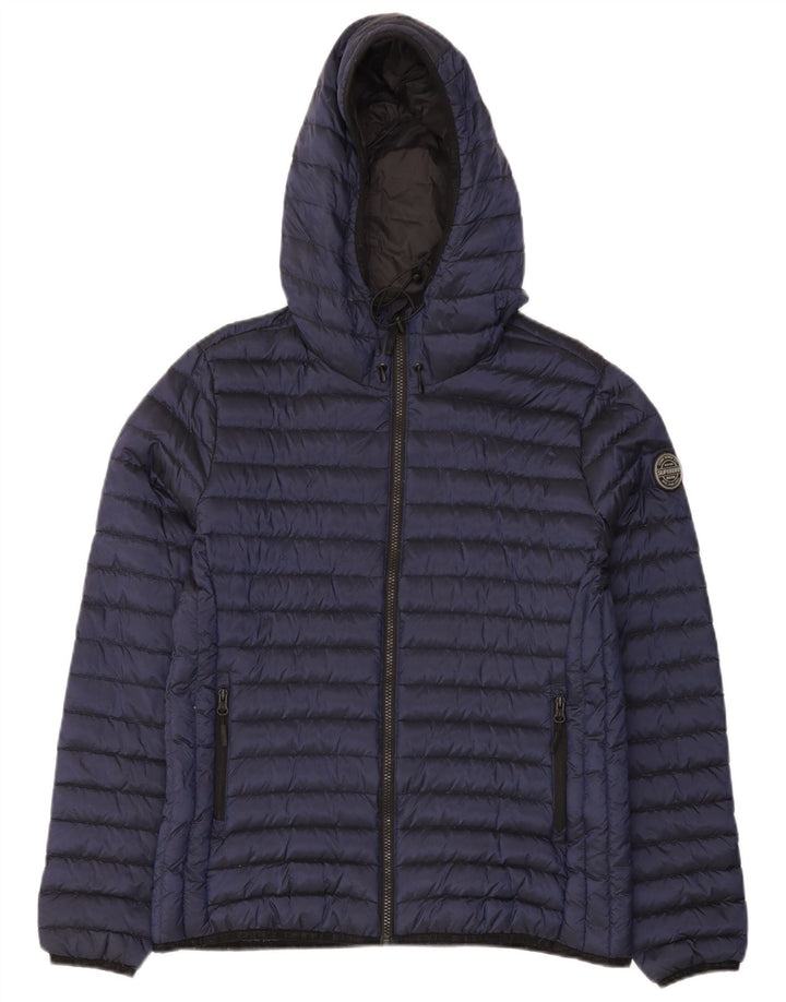 Superdry Chaqueta Acolchada Con Capucha Para Mujer UK 46 Large Nylon Azul Marino