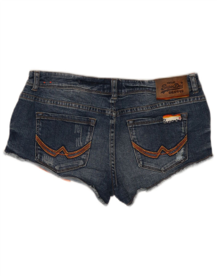 Superdry Mujer Pantalones Cortos De Mezclilla Desgastada W28 Algodón Azul Medio