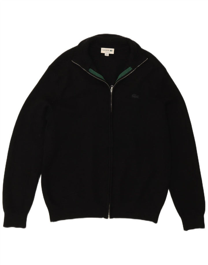 Suéter tipo cárdigan para hombre Lacoste Talla 6 XL Lana negra