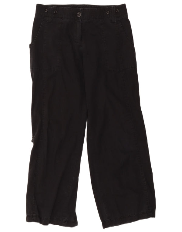 Marks & Spencer Pantalones casuales de cintura alta para mujer UK 10 Small W32 L27 Negro