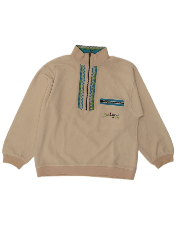 Silvy Hombre Polartec Zip Neck Fleece Jumper Medium Beige Fair Isle Poliéster