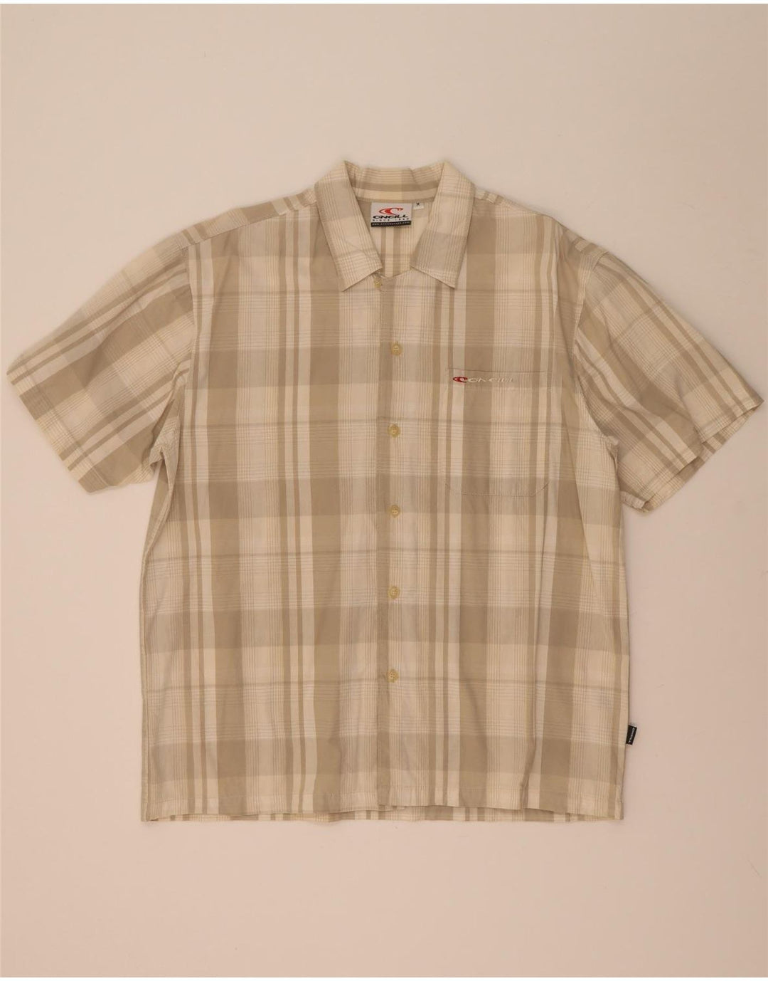 O'Neill Hombre Camisa De Manga Corta De Algodón A Cuadros Beige Medio