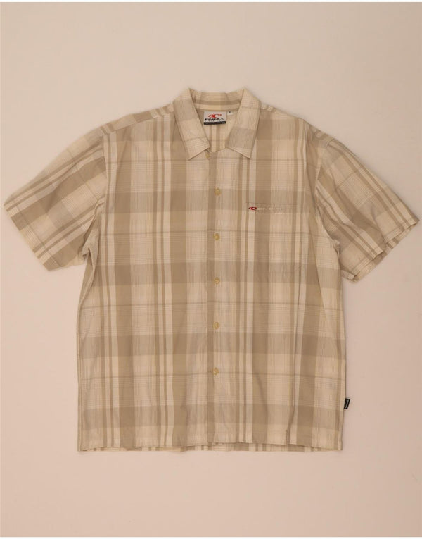 O'Neill Hombre Camisa De Manga Corta De Algodón A Cuadros Beige Medio