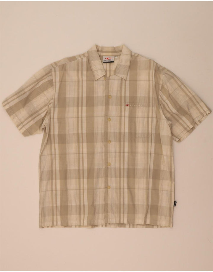 O'Neill Hombre Camisa De Manga Corta De Algodón A Cuadros Beige Medio
