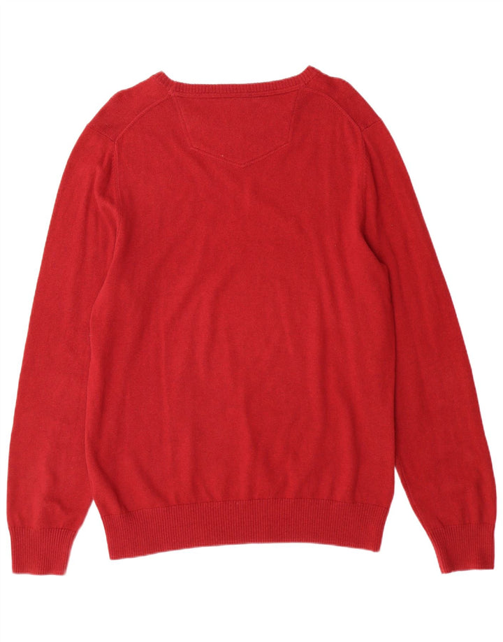 FAT FACE Suéter tipo jersey con cuello barco para hombre, tamaño grande, algodón rojo