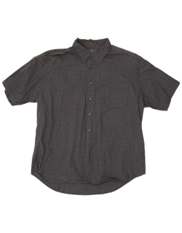 Dockers Camisa Manga Corta Hombre 2XL Algodón A Cuadros Negro