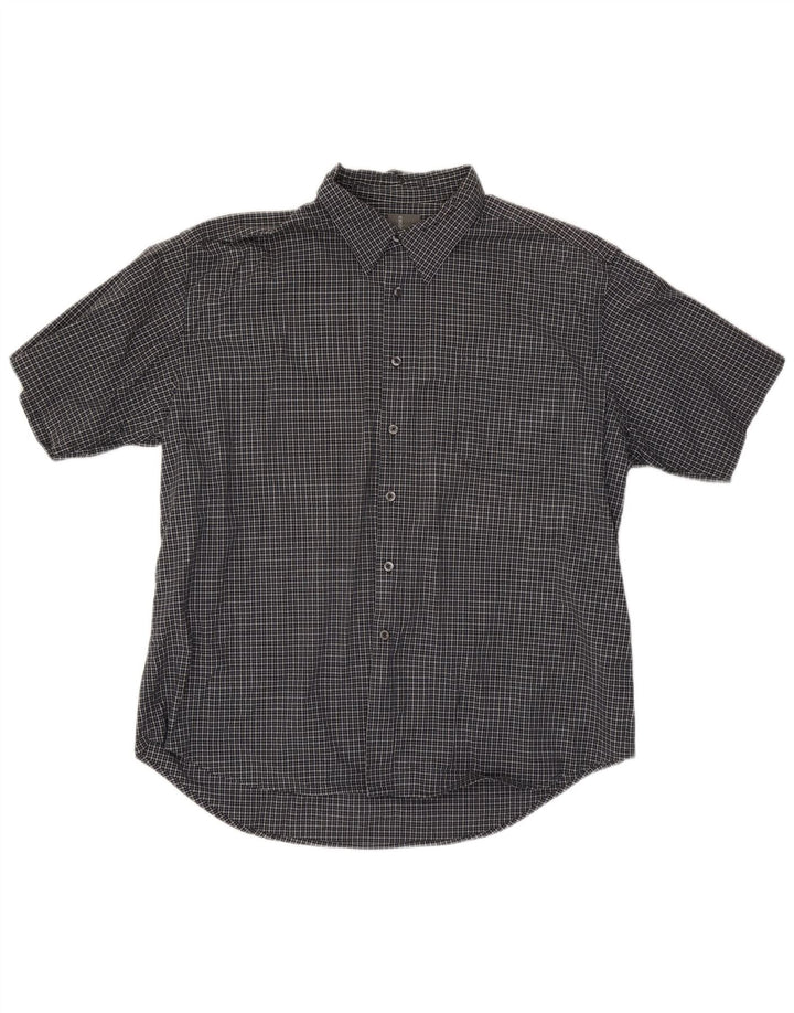 Dockers Camisa Manga Corta Hombre 2XL Algodón A Cuadros Negro