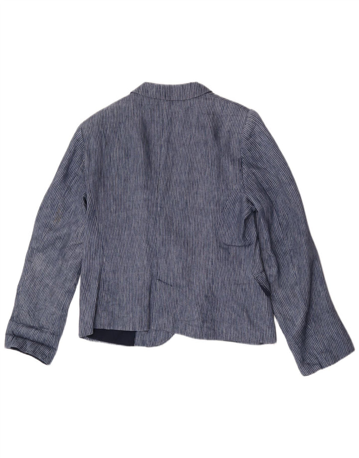 Zara Mujer Chaqueta Blazer De 1 Botón UK 40 XL Poliéster A Rayas Azul