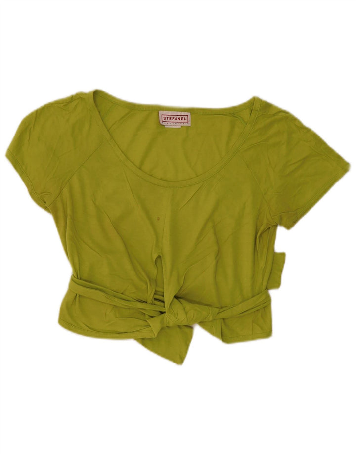 STEFANEL Womens Wrap Blouse Top UK 12 Medium Green Cotton