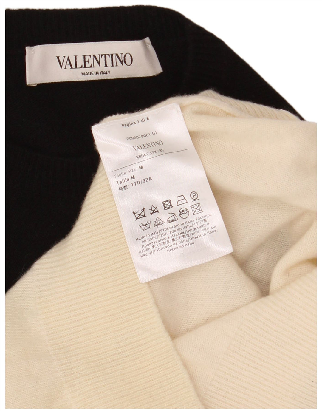 Valentino Jersey de cuello redondo para mujer UK 12 Medium Off White Classic