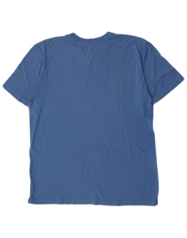 Nike Camiseta con gráfico de ajuste estándar para hombre, parte superior de algodón azul medio
