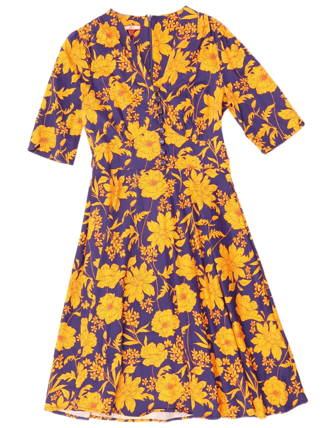JOE BROWNS Vestido acampanado para mujer UK 10 Pequeño algodón floral azul