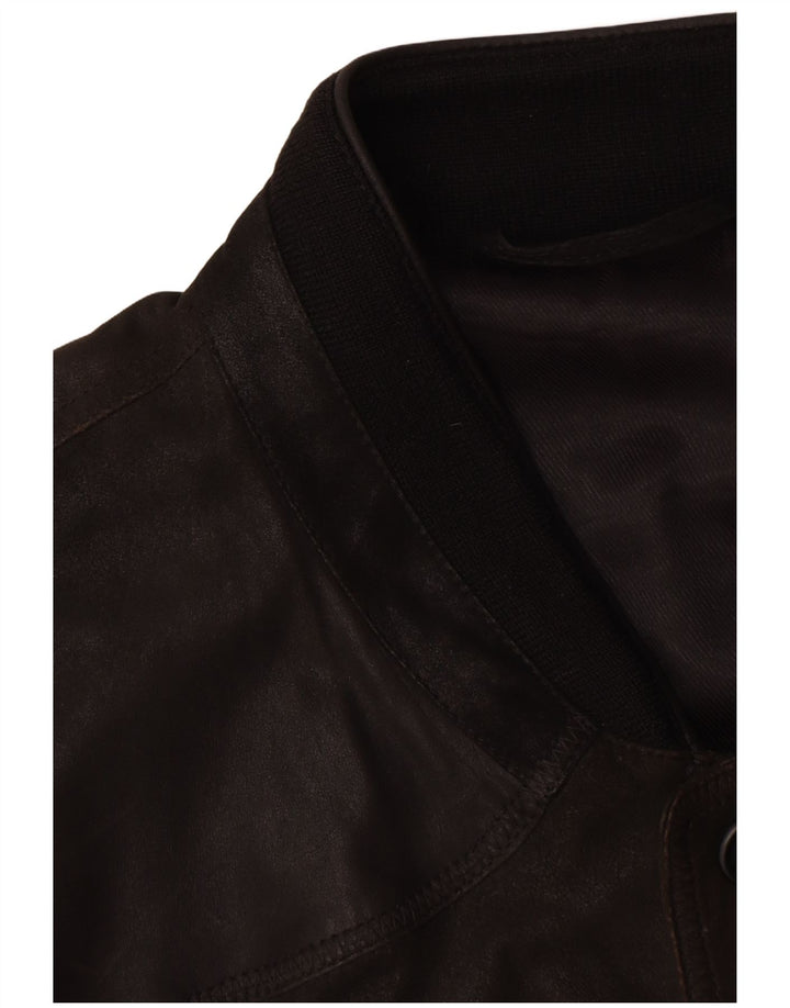 Striwa Chaleco de cuero para hombre IT 58 4XL Cuero negro
