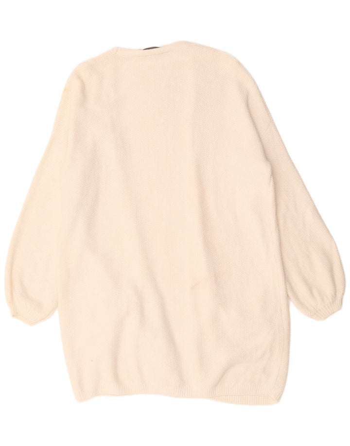 MINT VELVET Suéter tipo cárdigan largo extragrande para mujer Reino Unido 40 Mediano Blanco