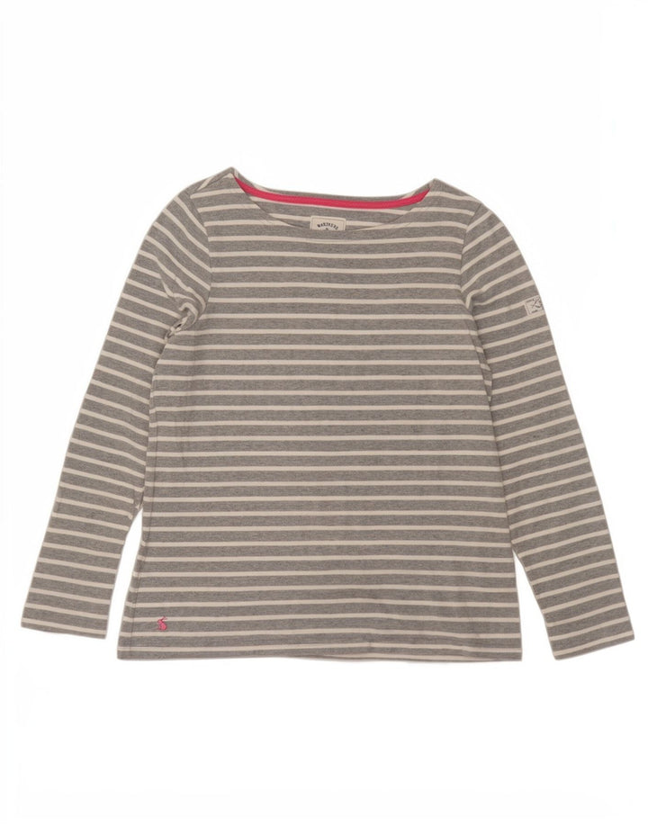 Joules Top Mujer Manga Larga UK 42 Algodón A Rayas Gris Medio