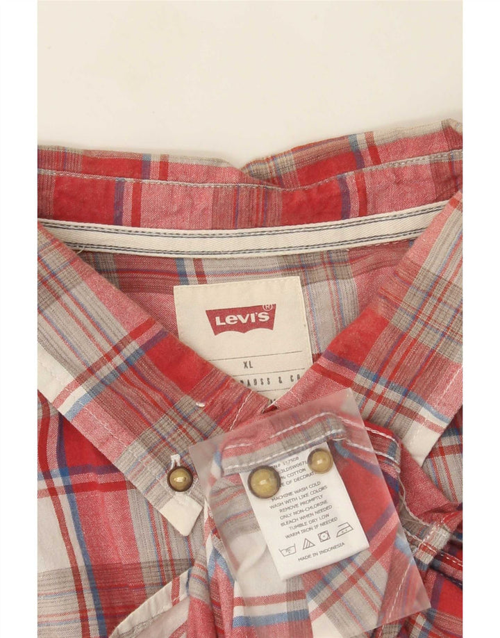 Levi's Camisa Manga Corta XL Algodón Cuadros Rojos