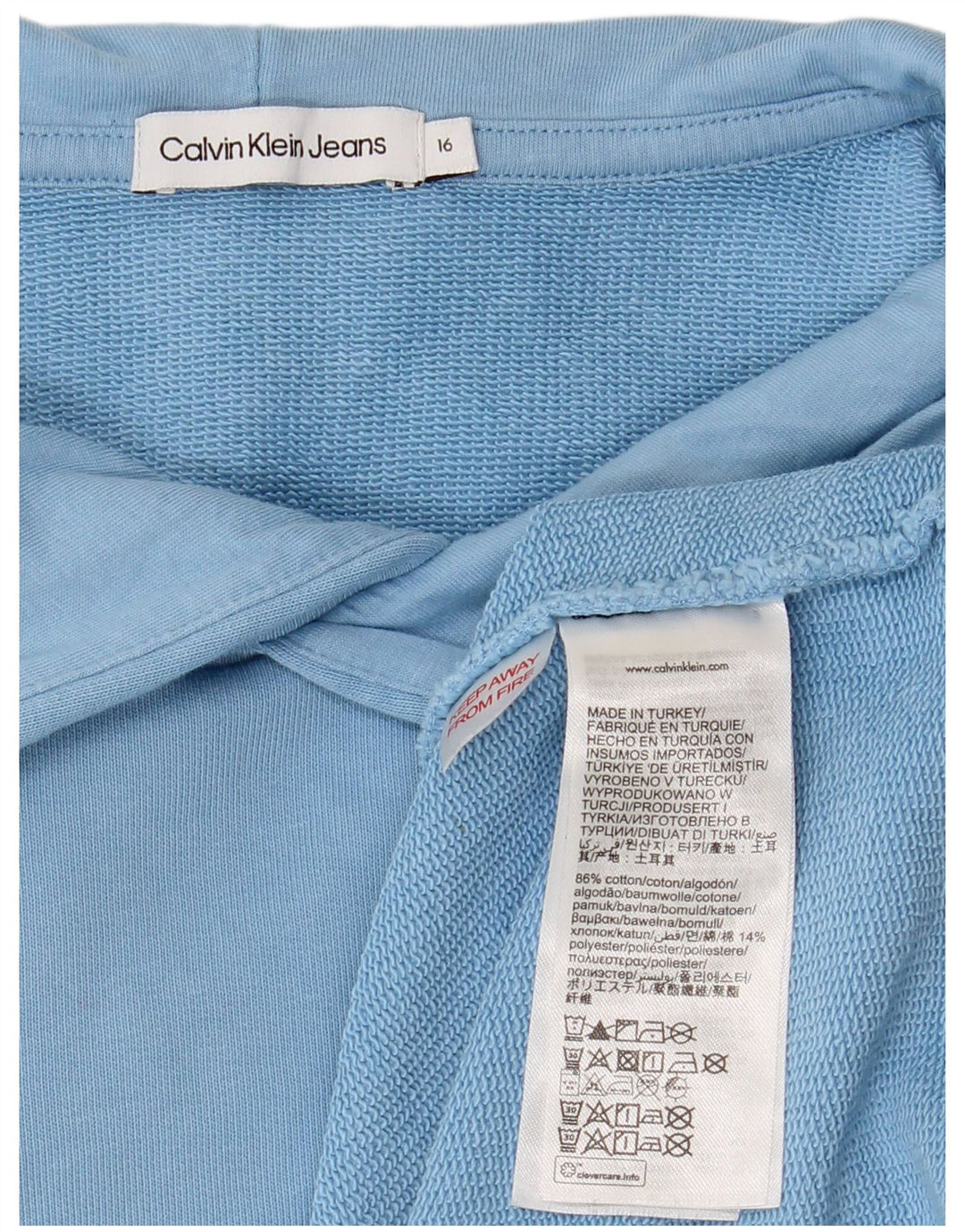 CALVIN KLEIN JEANS Jersey con capucha para niño 15-16 años Azul Algodón