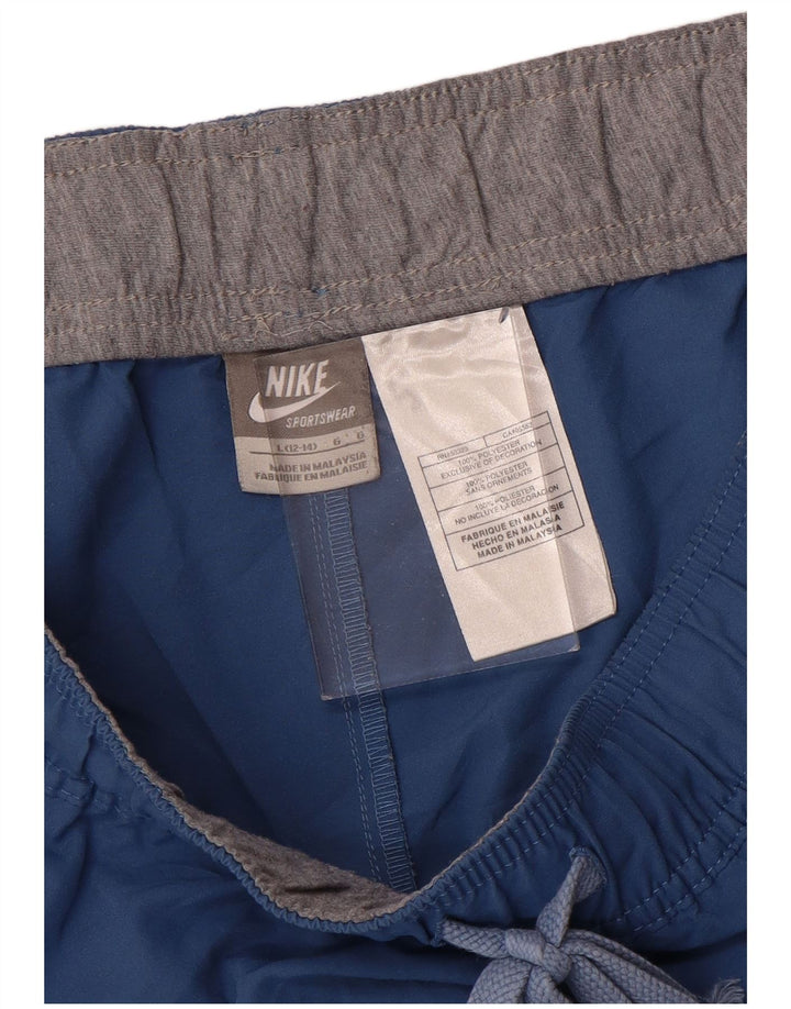 NIKE Pantalones cortos deportivos para mujer US 12/14 Grande Azul Poliéster