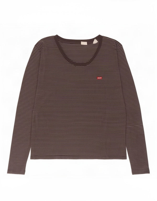 Levi's Top de manga larga para mujer UK 42 Algodón a rayas negro mediano