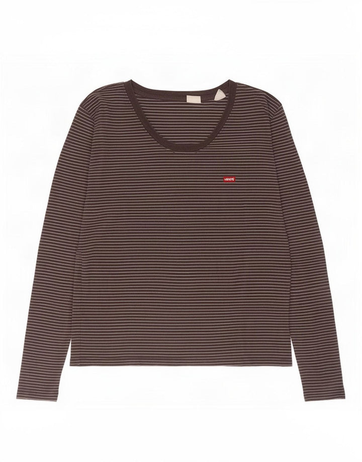 Levi's Top de manga larga para mujer UK 42 Algodón a rayas negro mediano