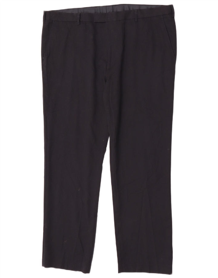 Marks & Spencer Pantalón de traje de corte regular para hombre W42 L31 Poliéster azul marino
