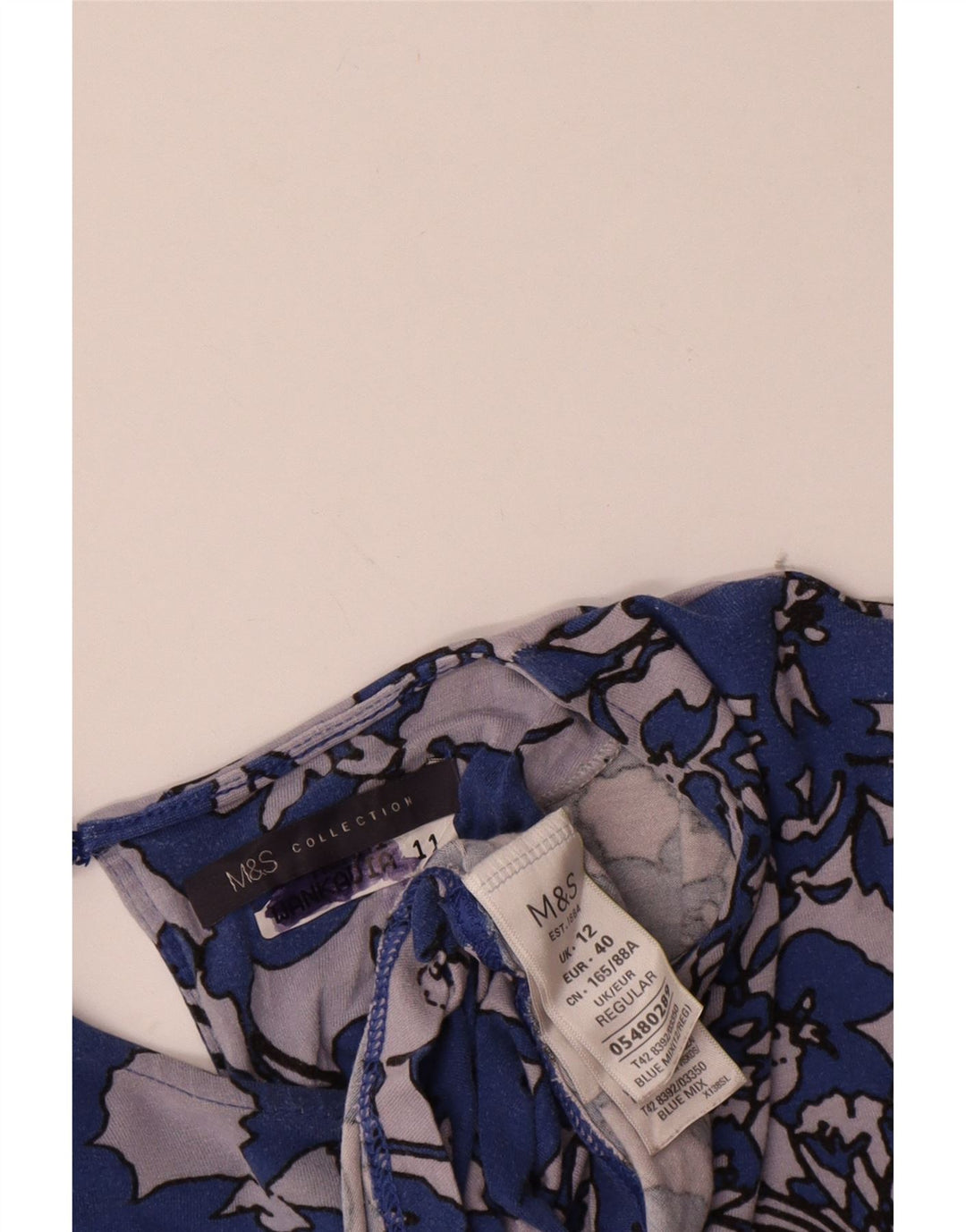 Marks & Spencer Vestido recto de manga 3/4 para mujer UK 42 Azul medio Floral