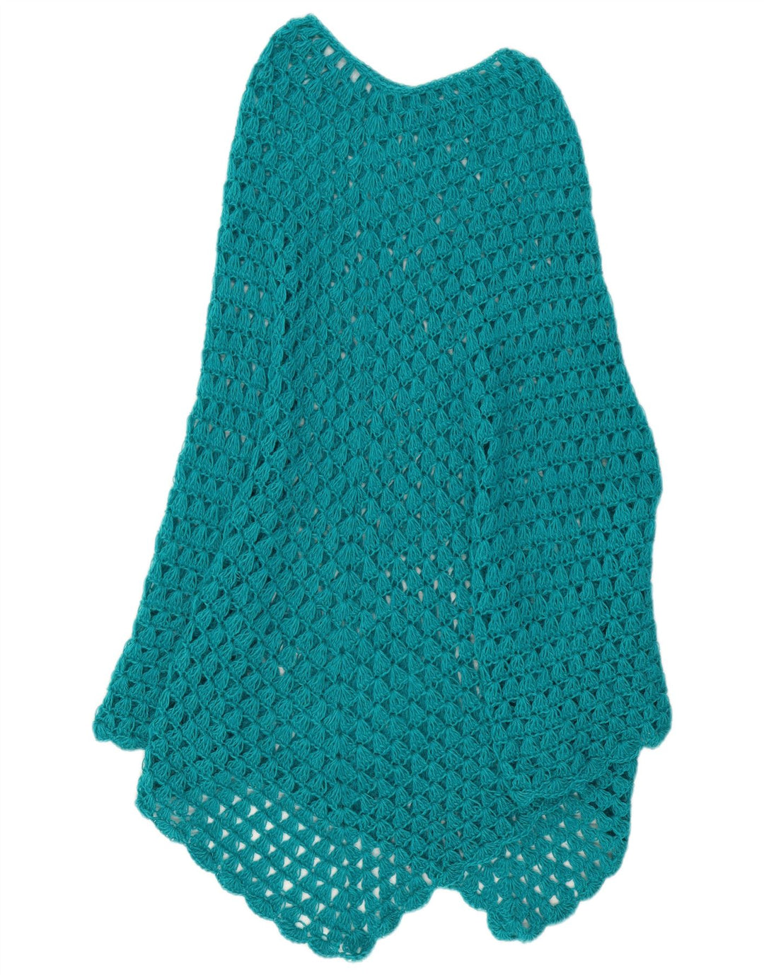 Vintage mujer asimétrico crochet poncho jumper talla única turquesa