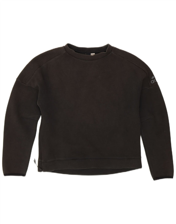 ADIDAS Mujer Crop Graphic Sudadera Jumper UK 12 Mediano Negro