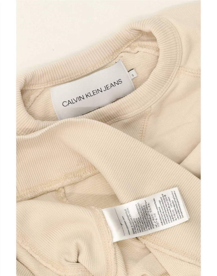 Calvin Klein Jeans Hombre Sudadera Jumper Small Beige Algodón