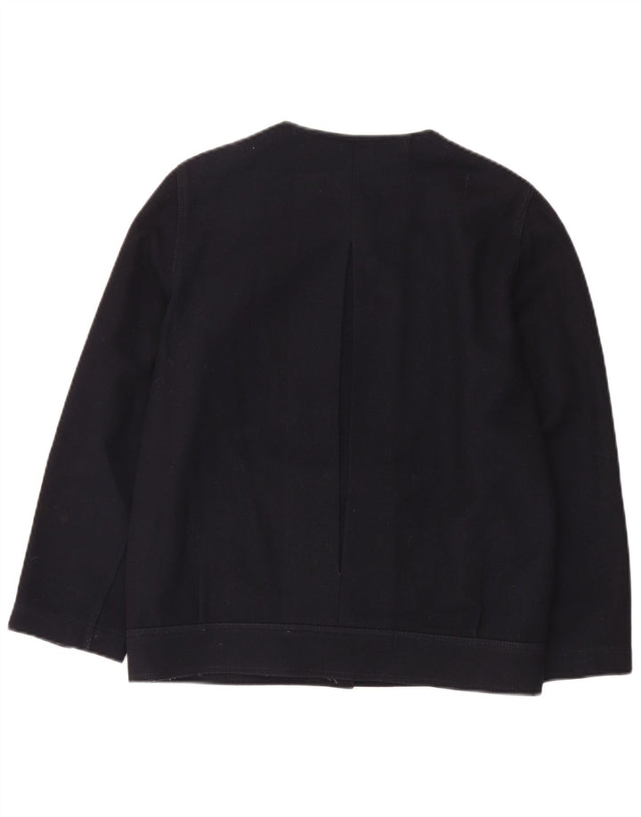 Vintage mujer Cardigan Top IT 42 lana azul marino medio