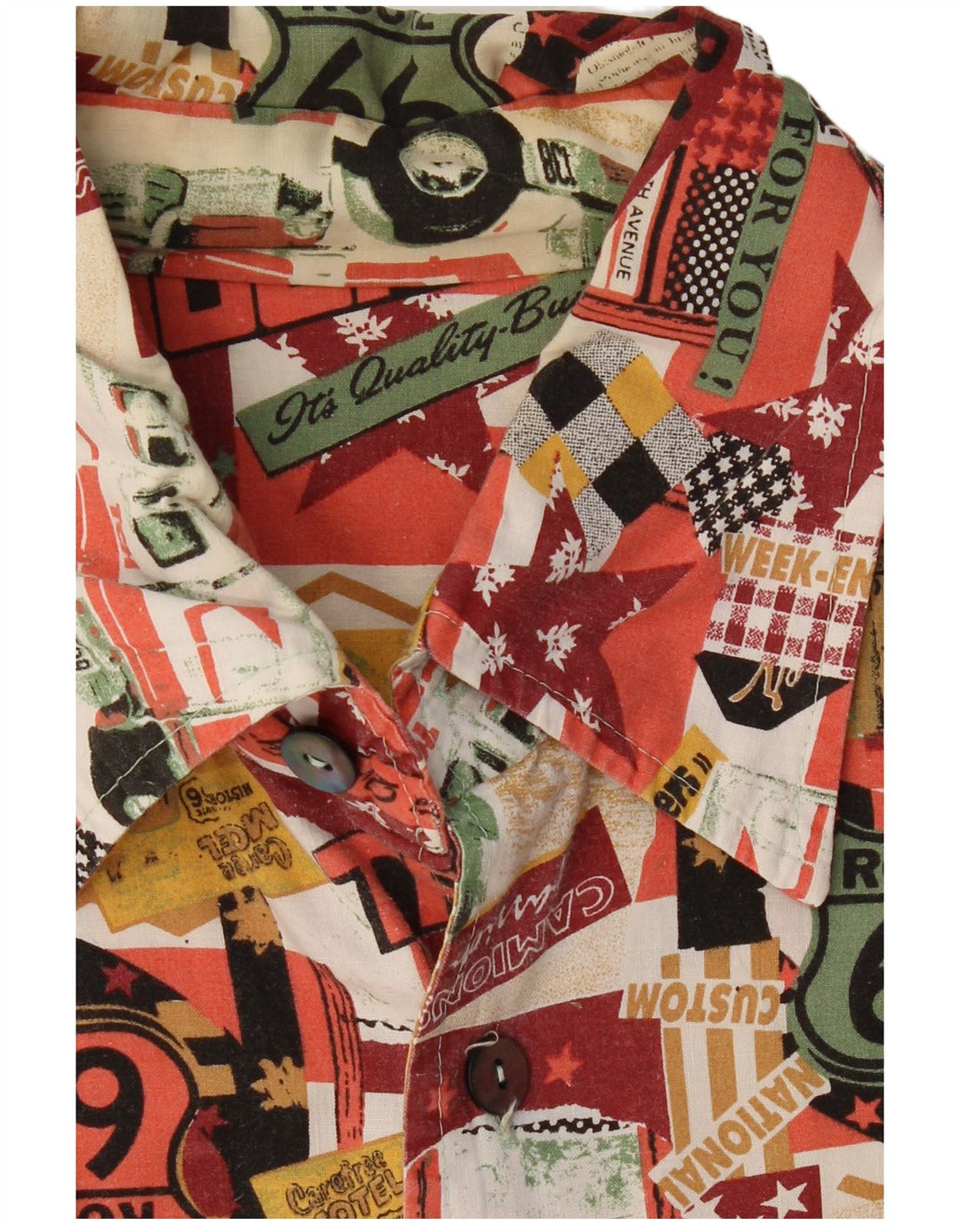 VINTAGE Camisa con estampado abstracto para hombre 2XL Multicolor