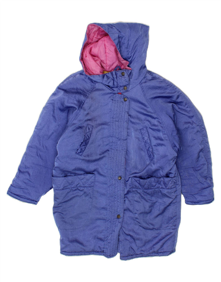 VINTAGE Womens Hooded Windbreaker Coat UK 14 Large Blue Polyamide Vintage Vintage and Second-Hand Vintage from Messina Hembry 