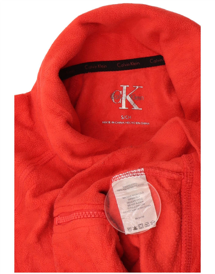 CALVIN KLEIN Chaqueta polar gráfica para mujer UK 10 Small Naranja Poliéster