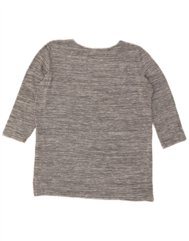 Marks & Spencer Top para mujer manga 3/4 UK 42 Viscosa moteada gris medio