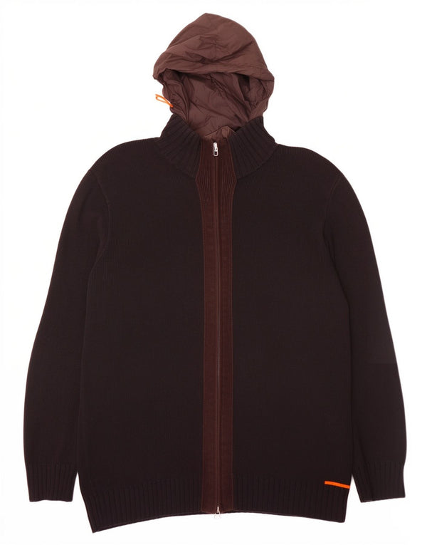 Hugo Boss Suéter tipo cárdigan con capucha para hombre 2XL Algodón marrón