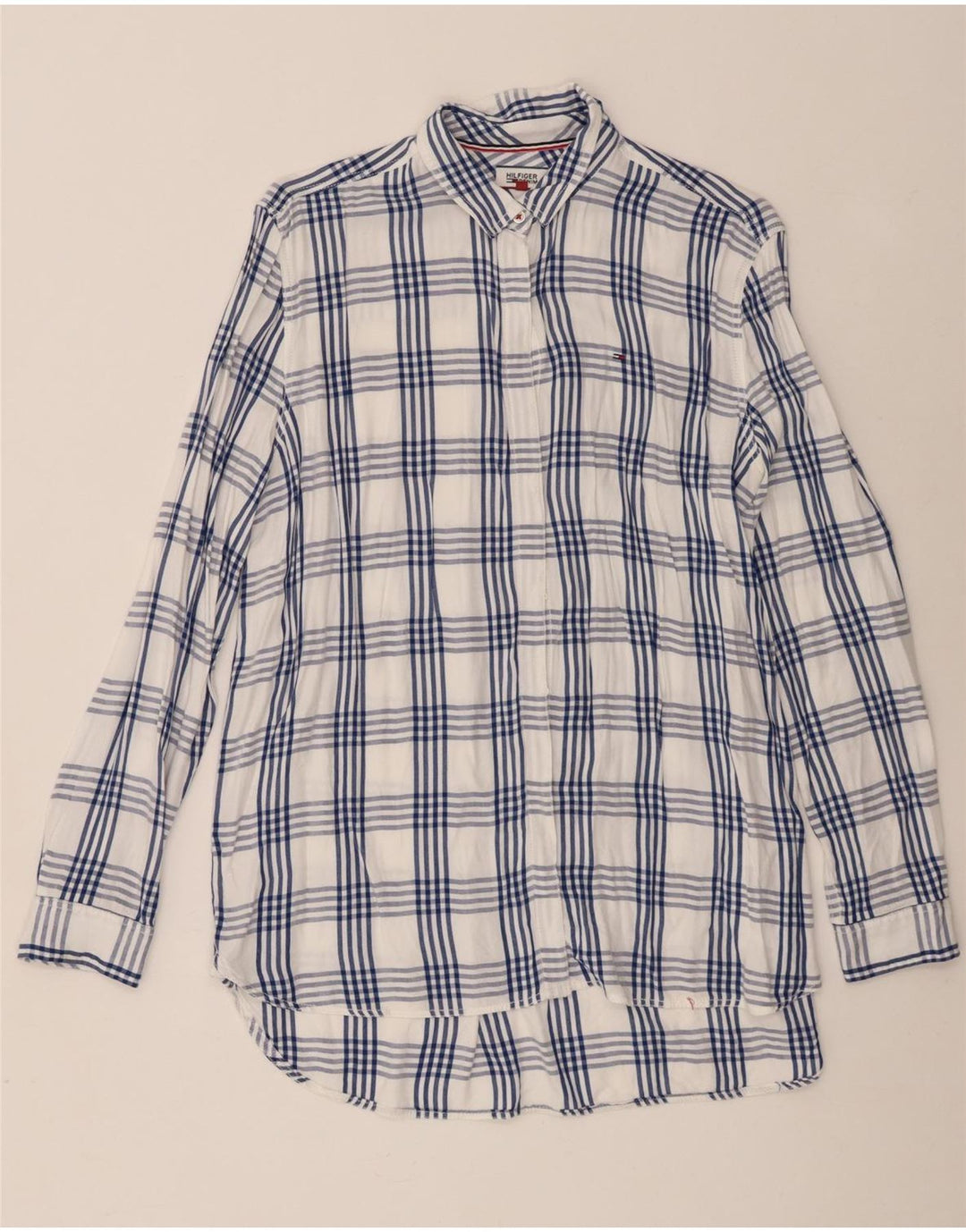 Tommy Hilfiger Camisa extragrande para mujer UK 18 XL Viscosa a cuadros blancos
