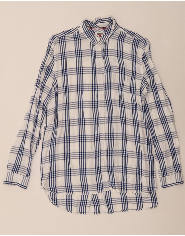 Tommy Hilfiger Camisa extragrande para mujer UK 18 XL Viscosa a cuadros blancos