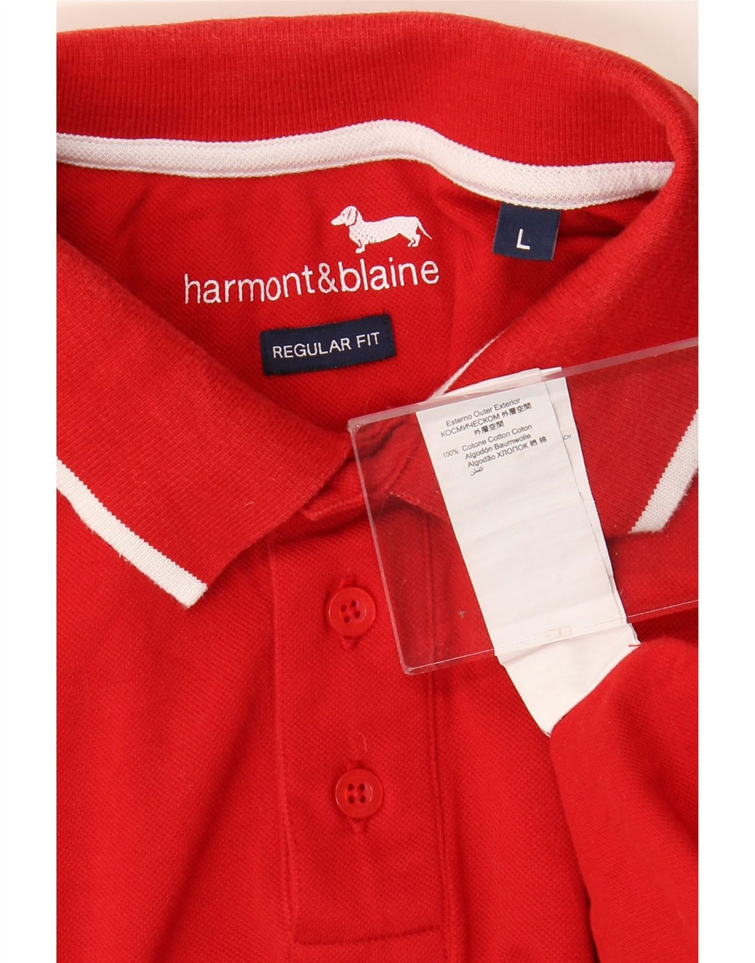 HARMONT & BLAINE Polo de corte regular para hombre de algodón rojo grande