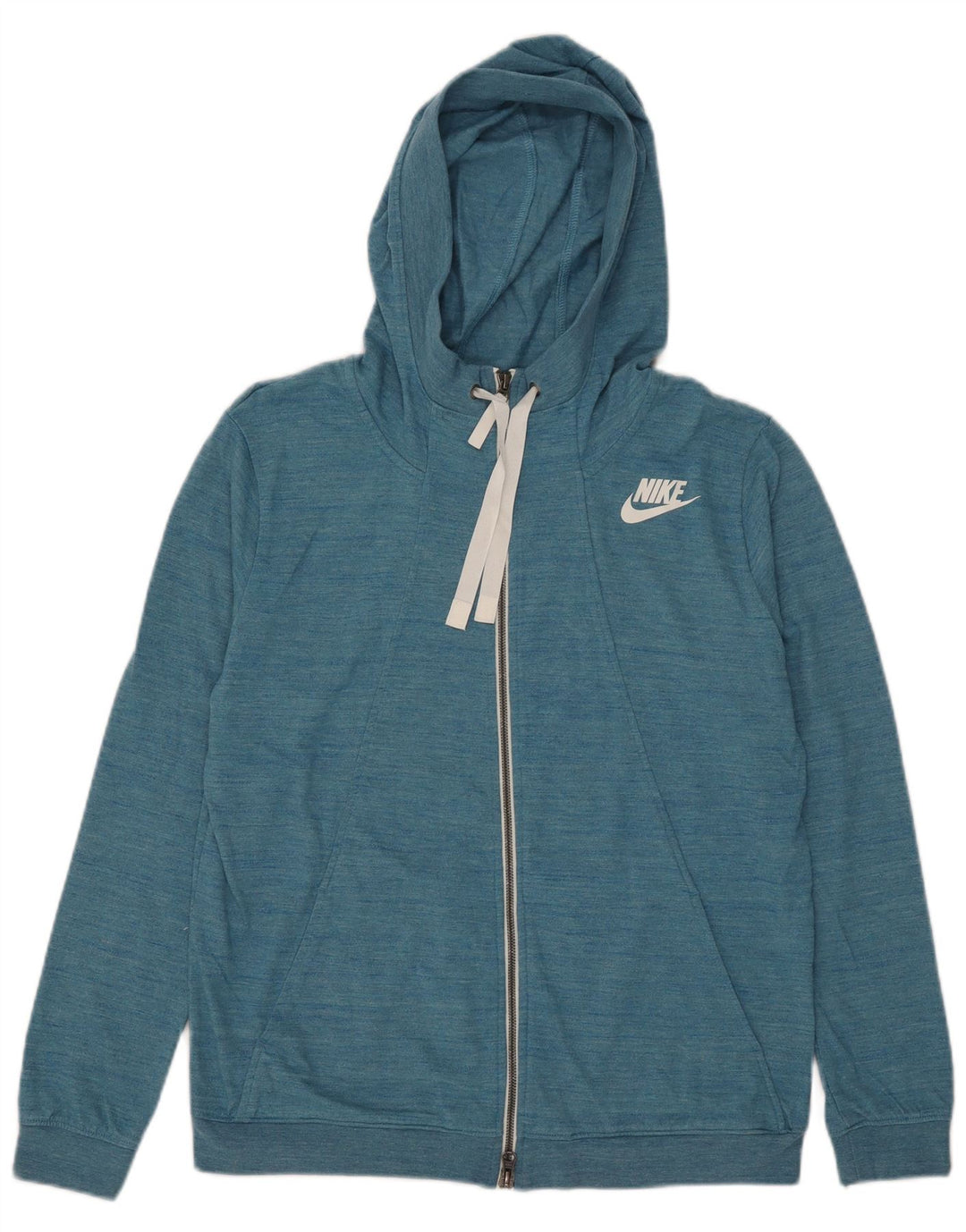 Nike - Sudadera con capucha y cremallera para mujer (talla 40), poliéster moteado azul grande